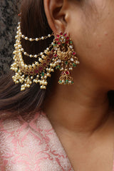 Ovals Ruby Statement Ear Chain
