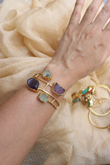 Natural stone grid bracelet