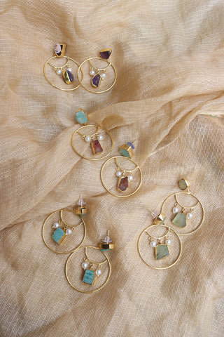 Natural Stone loop Earrings