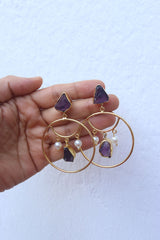 Natural Stone loop Earrings