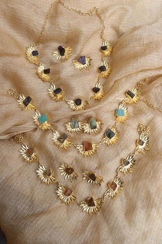 Natural Stone Half Flower Necklace