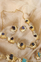 Natural Stone Half Flower Necklace
