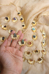 Natural Stone Half Flower Necklace