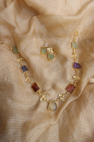 Natural Stone Bee Necklace Set