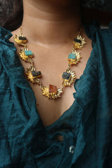 Natural Stone Half Flower Necklace
