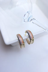 AD Multi Stone Hoop Earrings