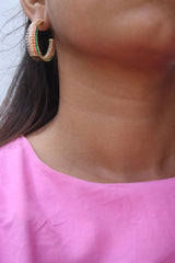 AD Multi Stone Hoop Earrings