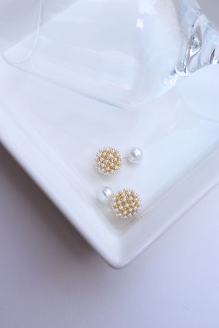 Pearl Ball Front Back Earrings
