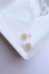 Pearl Ball Front Back Earrings