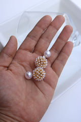 Pearl Ball Front Back Earrings