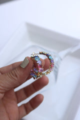 Multi Crystal Hoop Earrings