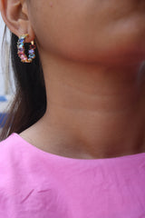Multi Crystal Hoop Earrings