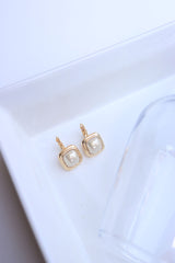 Square Pearl Hook Earrings