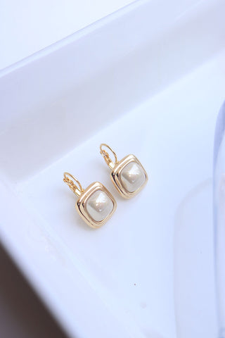 Square Pearl Hook Earrings