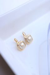 Square Pearl Hook Earrings