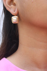 Square Pearl Hook Earrings