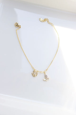 Butterfly Rose Charm Bracelet
