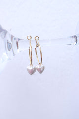 Pearl Heart Hoop Earrings