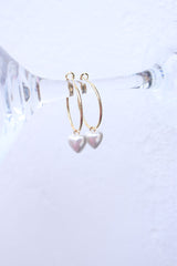 Pearl Heart Hoop Earrings