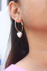 Pearl Heart Hoop Earrings