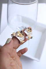 Hoop Gold Flower Earrings
