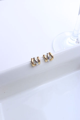 Gold Silver Line Earrings