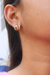 Gold Silver Line Earrings