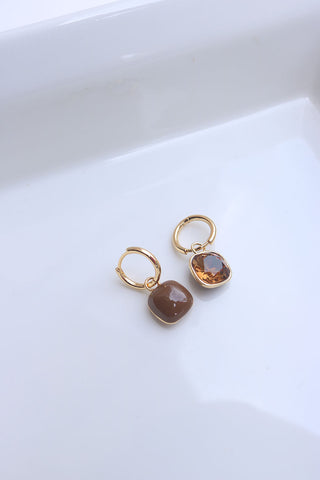 Brown Stone Dual Earrings