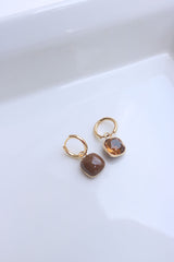 Brown Stone Dual Earrings