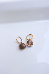 Brown Stone Dual Earrings