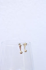 Dainty Star Ball Up-Down Earrings