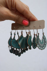 Turquoise Tribal Set of 3 Earrings