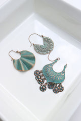 Turquoise Tribal Set of 3 Earrings