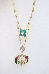Bird Jadau Layer Necklace with Earrings