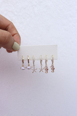 Set of 3 Dainty Sea side Earrings