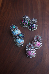 Handpainted Flower Jhumkas