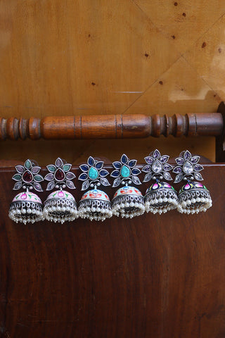 Handpainted Flower Jhumkas