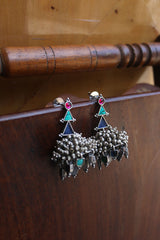 Cluster Tri turquoise Jhumkas
