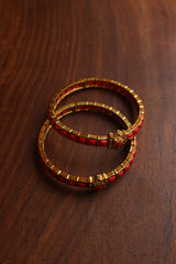 Set of 2 Coral Kada Bangles