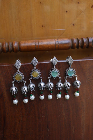 Rustic Lotus Hanging Earrings