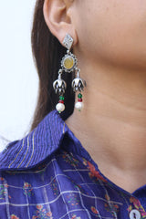 Rustic Lotus Hanging Earrings