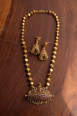 Dumroo Peacock Pendant Set