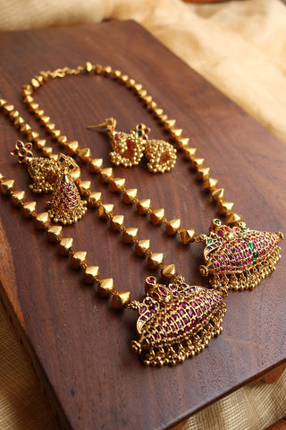Dumroo Peacock Pendant Set