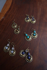 Moon Marble Hook Earrings