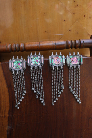 Enamel Rustic Chain earrings