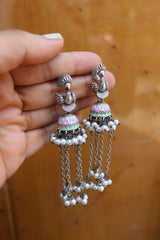 Birdie Enamel Jhumkas