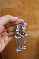 Birdie Enamel Jhumkas
