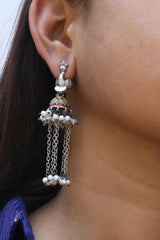 Birdie Enamel Jhumkas