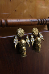 Kundan Step Bird Jhumkas