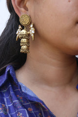 Kundan Step Bird Jhumkas